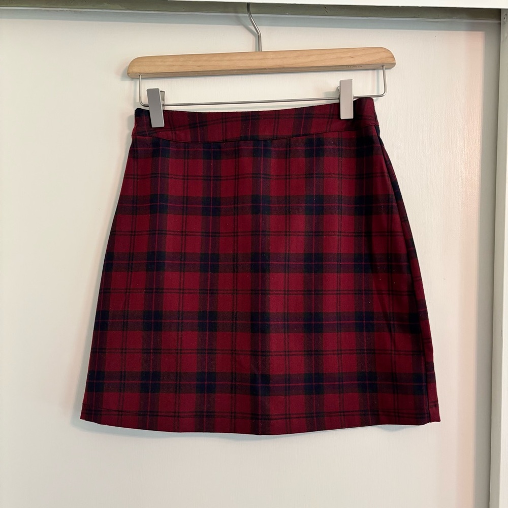 Pull&Bear Red Mini Skirt with Zip Closure